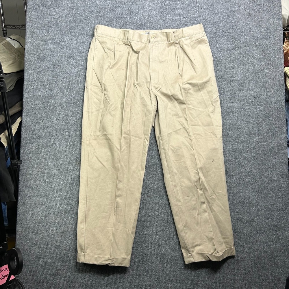 Cherokee Chino‎ Pants Men's Beige Cotton High Rise Pleated Front Casual - 41x30